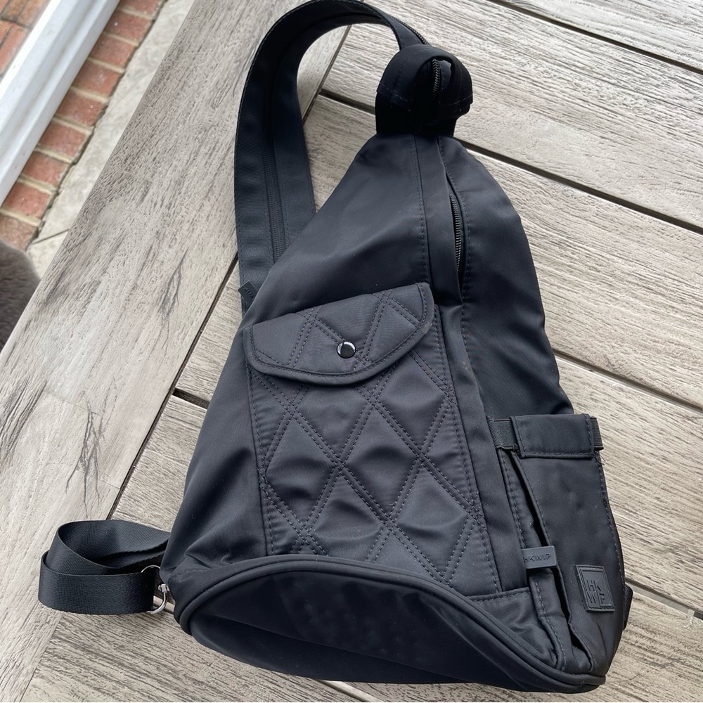 IHKWIP Convertible Black Quilted Sling Bag Backpack